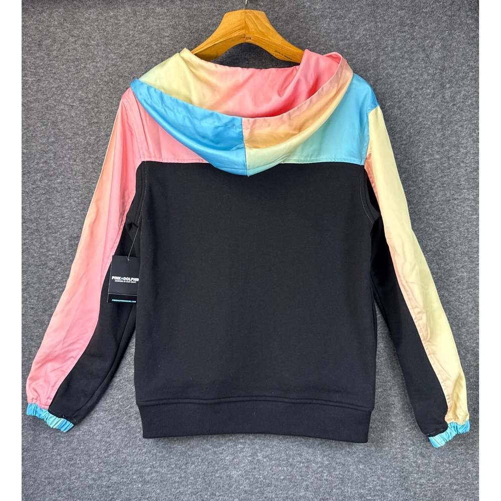 Pink Dolphin Mens S Rainbow Q Zip Hoodie Pastel Ombre Colorblock Y2k Skater NWT - Picture 11 of 13